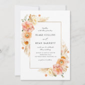 Elegante Peach and Cream Delikate Blumenhochzeit Einladung (Vorderseite)