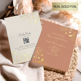 Elegante Peach and Gold Wedding Folieneinladung