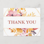 Elegante Peach and Gold Wedding Vielen Dank Postkarte (Vorderseite)