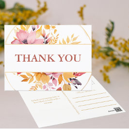 Elegante Peach and Gold Wedding Vielen Dank Postkarte