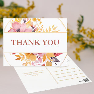 Elegante Peach and Gold Wedding Vielen Dank Postkarte