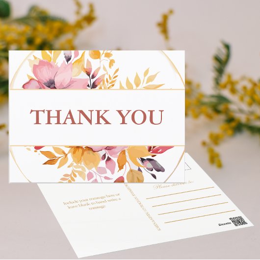 Elegante Peach and Gold Wedding Vielen Dank Postkarte