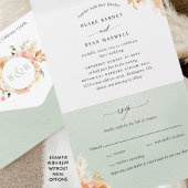 Elegante Peach and Sage Floral Wedding mit UAWG Al All In One Einladung