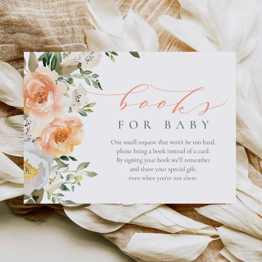 Elegante Peach Baby Girl Baby Shower Books for Bab Begleitkarte