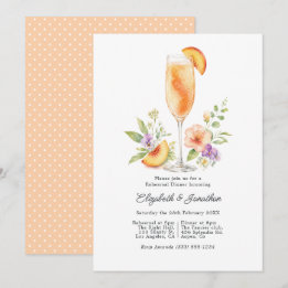 Elegante Peach Bellini Florale Probe-Dinner-Einlad Einladung
