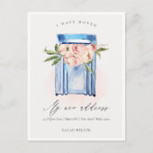 Elegante Peach Blue Floral Mailbox Ich habe bewegt Postkarte (Vorderseite)