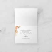 Elegante Peach Blush and Champagne Floral Wedding Dankeskarte (Innenseite)