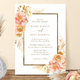 Elegante Peach, Blush and Cream Floral Wedding Einladung