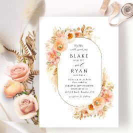 Elegante Peach Blush and Cream Oval Wedding Einladung