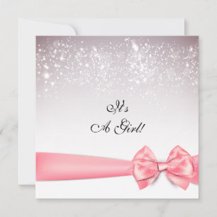 Elegante Peach Bow Glitzern Babydusche Einladung