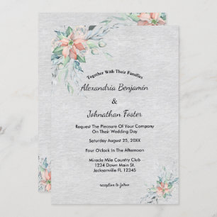 Elegante Peach Coral Blume Bouquet Wedding Einladung