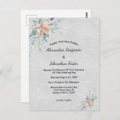 Elegante Peach Coral Blume Bouquet Wedding Postkarte (Vorne/Hinten)