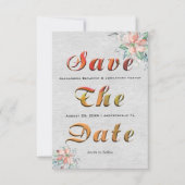 Elegante Peach Coral Blume Bouquet Wedding Save The Date (Vorderseite)