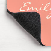 Elegante Peach Coral Handgeschriebener Skriptname  Mousepad (Ecke)