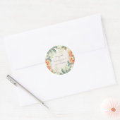 Elegante Peach Cream Floral Eukalyptus Wedding Runder Aufkleber (Umschlag)