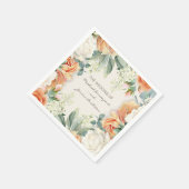 Elegante Peach Cream Floral Eukalyptus Wedding Serviette (Ecke)