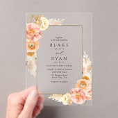 Elegante Peach, Cream und Gelbe Blumenhochzeit Acryleinladungen (Insitu (Handheld))