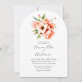 Elegante Peach Floral Arch Wedding Einladung (Vorderseite)