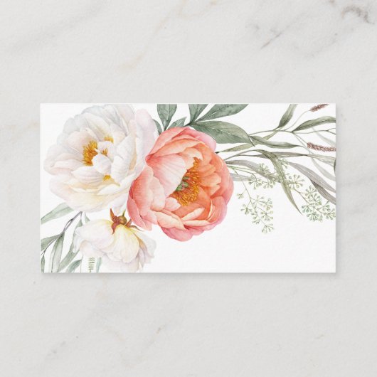 Elegante Peach Floral Diaper Raffle Skripttext Begleitkarte (Rückseite)