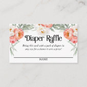 Elegante Peach Floral Diaper Raffle Skripttext Begleitkarte (Vorderseite)