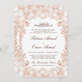Elegante Peach Floral Islamische Hochzeit Einladung (Vorne/Hinten)