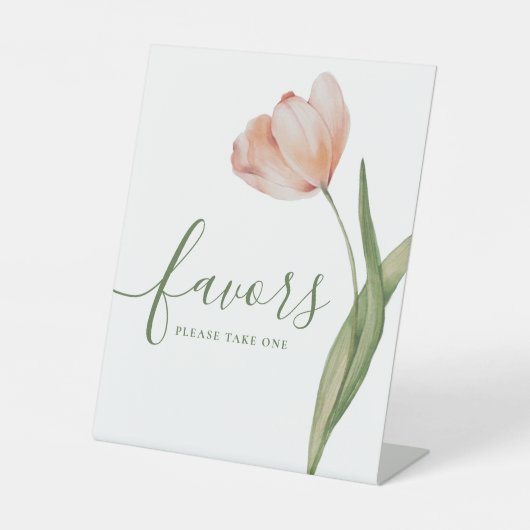 Elegante Peach Floral Watercolor Tulip Gefallen Sockelschild (Vorderseite)