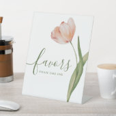 Elegante Peach Floral Watercolor Tulip Gefallen Sockelschild (In SItu)