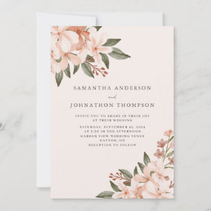 Elegante Peach Floral Wedding Einladung