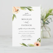 Elegante Peach Floral Wedding Einladung (Stehend Vorderseite)