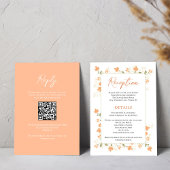Elegante Peach Floral Wedding Reception Begleitkarte