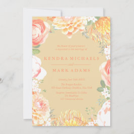 Elegante Peach Floral Wreath Einladungen
