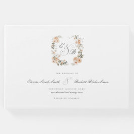 Elegante Peach Garden Floral Wedding Gästebuch