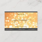 Elegante Peach Glitzer Initials Black Silver Borde Visitenkarte (Vorderseite)