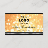 Elegante Peach Glitzer Logo Schwarz und Silber Gre Visitenkarte (Vorderseite)