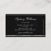 Elegante Peach Glitzer Monogram Black Silver Borde Visitenkarte (Rückseite)