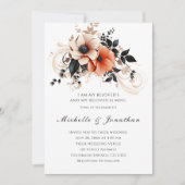 Elegante Peach Grey Floral Bible Christliche Hochz Einladung (Vorderseite)