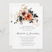 Elegante Peach Grey Floral Bible Christliche Hochz Einladung (Vorne/Hinten)