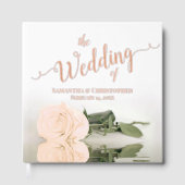 Elegante Peach Light Orange Rose Große Hochzeitsre Gästebuch (Vorderseite)