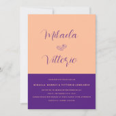 Elegante Peach Lila Wedding Einladung (Vorderseite)
