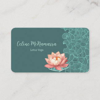 Elegante Peach Lotus Aquamarin Visitenkarte