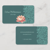 Elegante Peach Lotus Aquamarin Visitenkarte (Vorne/Hinten)