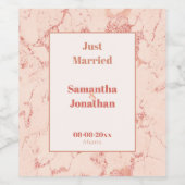 Elegante Peach Marble Wedding Weinetikett (Einzelnes Label)