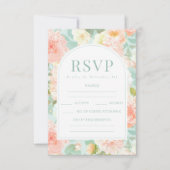 Elegante Peach Mint Aquamarine Blumenkarten Hochze RSVP Karte (Vorderseite)