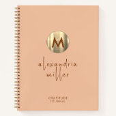 Elegante Peach Mit Monogramm Dankesblatt Notizblock (Vorderseite)