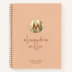 Elegante Peach Mit Monogramm Dankesblatt Notizblock