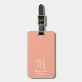 Elegante Peach Monogram Gepäckanhänger (Vorderseite vertikal)