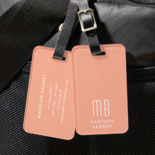 Elegante Peach Monogram Gepäckanhänger