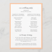 Elegante Peach Monogram Moderne Hochzeit Programm (Rückseite)