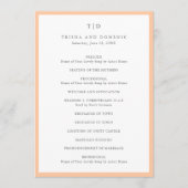 Elegante Peach Monogram Moderne Hochzeit Programm (Vorderseite)
