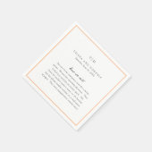 Elegante Peach Monogram Moderne Hochzeit Serviette (Ecke)